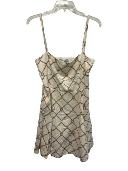 Hill House Size M Brown & White Viscose & Linen Spaghetti Strap Tiered Dress Brown & White / M