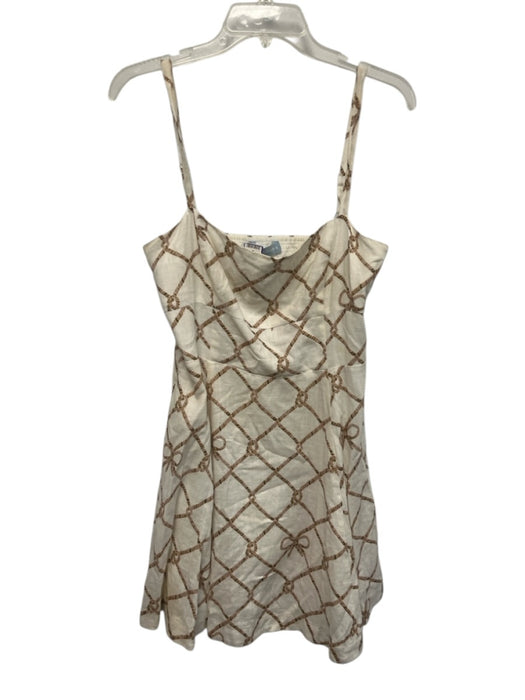 Hill House Size M Brown & White Viscose & Linen Spaghetti Strap Tiered Dress Brown & White / M