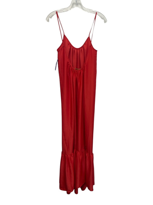 Kasia Size S Red PES Spaghetti Strap Pleat Detail Tiered Ruffle Bottom Dress Red / S