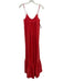 Kasia Size S Red PES Spaghetti Strap Pleat Detail Tiered Ruffle Bottom Dress Red / S