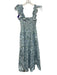 Hill House Size M Blue, White & Green Cotton Ruffle Accent Sleeveless Dress Blue, White & Green / M