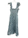 Hill House Size M Blue, White & Green Cotton Ruffle Accent Sleeveless Dress Blue, White & Green / M