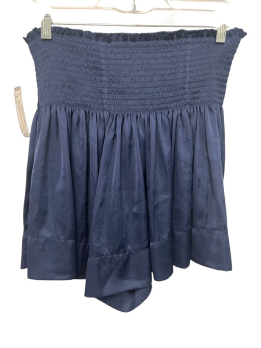 Koch Size L Navy Polyester Satin Shirred Waist Flare Shorts Navy / L