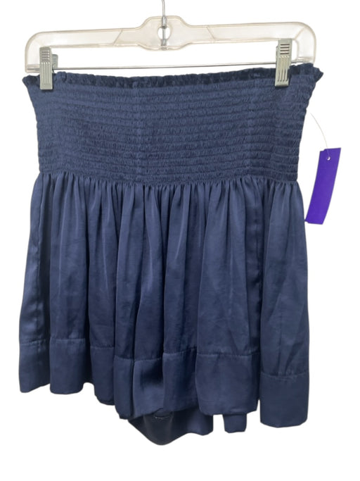 Koch Size L Navy Polyester Satin Shirred Waist Flare Shorts Navy / L
