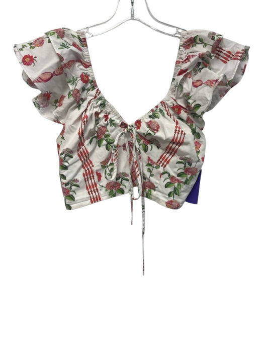 Hill House Size L red, pink, white Cotton Ruffle Flare Sleeve Skirt Set red, pink, white / L