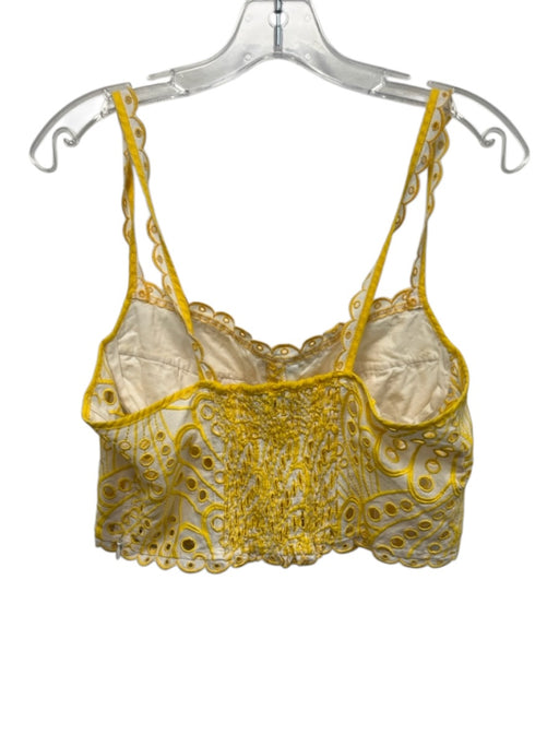 Charo Ruiz Ibiza Size L Yellow & White Cotton Blend Spaghetti Strap Cropped Top Yellow & White / L