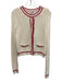 525 Size M Cream & Red Cotton Gold Button Close Stripe Detail Cropped Sweater Cream & Red / M