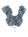 No Brand Size Est S Blue & White Cotton Ruffle Flare Sleeve Abstract Print Top Blue & White / Est S