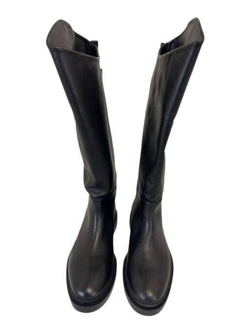 Steve Madden Shoe Size 9 Black Leather High Knee Pull-on shaft Round Toe Boots Black / 9