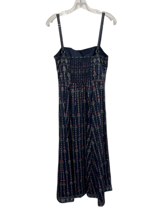 Hill House Size M Navy & Multi Cotton Sleeveless Floral Smocked Back Midi Dress Navy & Multi / M