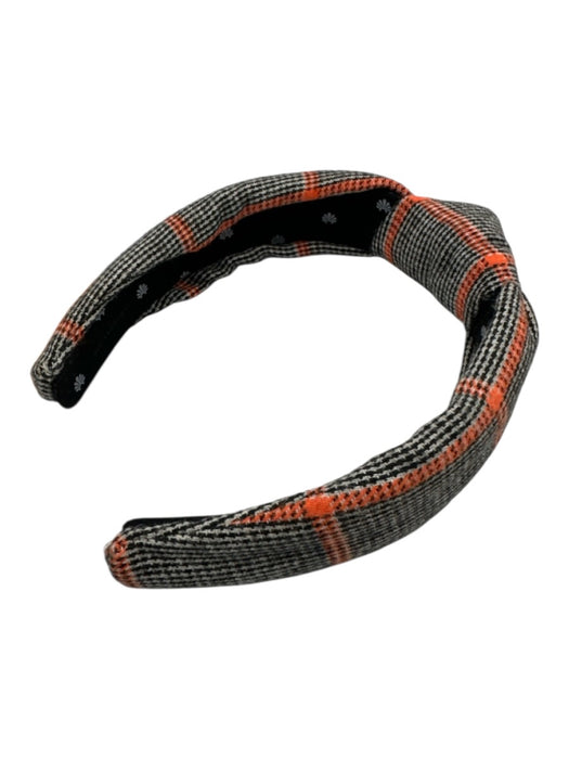 Lele Sadoughi White, Black, Orange Cotton Plaid Bow Detail One Size Headband White, Black, Orange