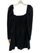 Reformation Size 10 Black Cotton Long Sleeve Back Zip Square Neck Dress Black / 10