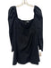 Reformation Size 10 Black Cotton Long Sleeve Back Zip Square Neck Dress Black / 10