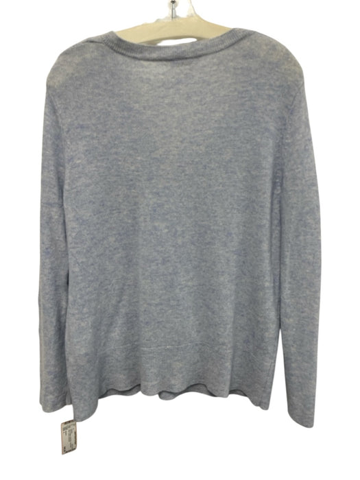 Alashan Size L Blue & White Cashmere Long Sleeve Knit V Neck Sweater Blue & White / L