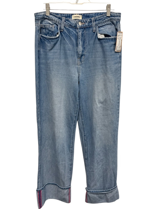 L'agence Size 29 Light Wash Cotton Zip Fly Mid Rise Wide Leg Cuffed Jeans Light Wash / 29