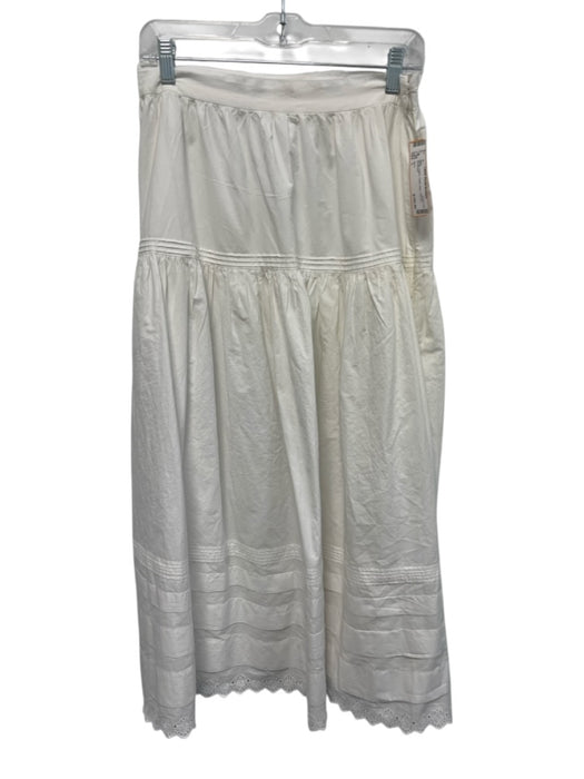 Doen Size L White Cotton Pleats Maxi Side Zip Skirt White / L
