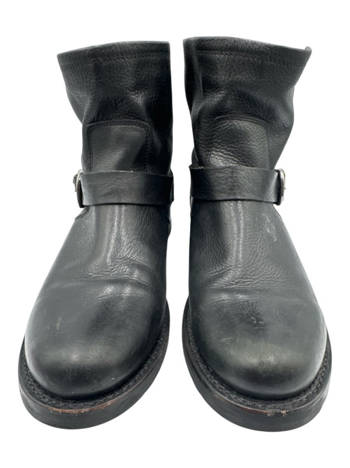 Frye Shoe Size 11 Black Grain Leather Buckle Round Toe Block Heel Boots Black / 11