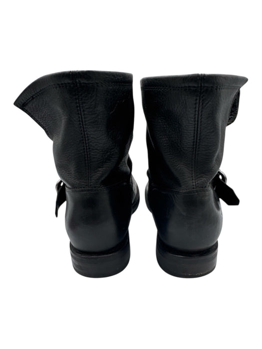 Frye Shoe Size 11 Black Grain Leather Buckle Round Toe Block Heel Boots Black / 11
