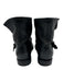 Frye Shoe Size 11 Black Grain Leather Buckle Round Toe Block Heel Boots Black / 11