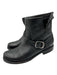 Frye Shoe Size 11 Black Grain Leather Buckle Round Toe Block Heel Boots Black / 11
