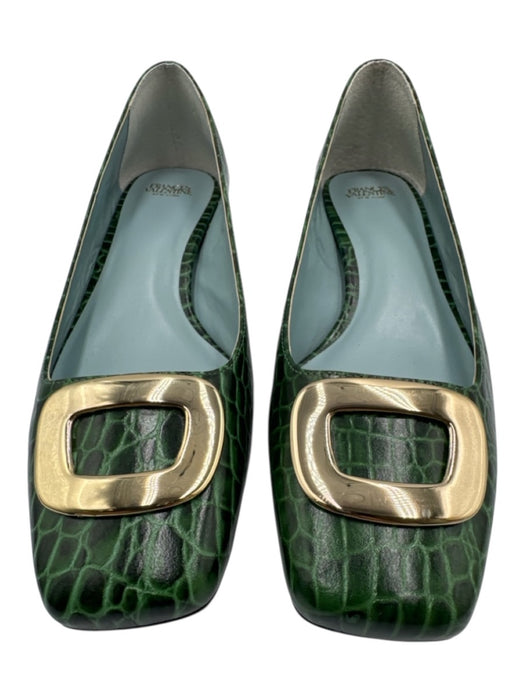 Francis Valentine Shoe Size 9 Green & Gold Leather Block Heel Pumps Green & Gold / 9