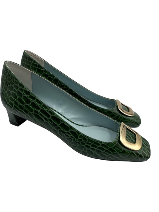 Francis Valentine Shoe Size 9 Green & Gold Leather Block Heel Pumps Green & Gold / 9