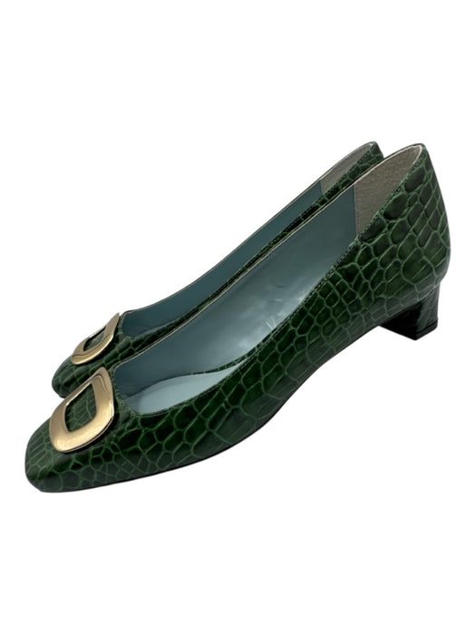Francis Valentine Shoe Size 9 Green & Gold Leather Block Heel Pumps Green & Gold / 9