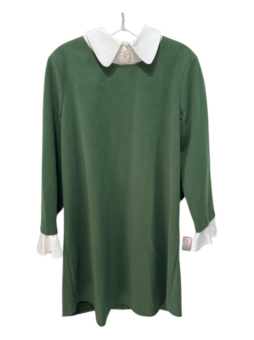 Tuckernuck Size XL Hunter Green & White Polyester Long Sleeve Color Blend Dress Hunter Green & White / XL