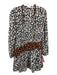 Marie Oliver Size S Rust Brown, Cream & Black Silk Long Sleeve Spotted Dress Rust Brown, Cream & Black / S