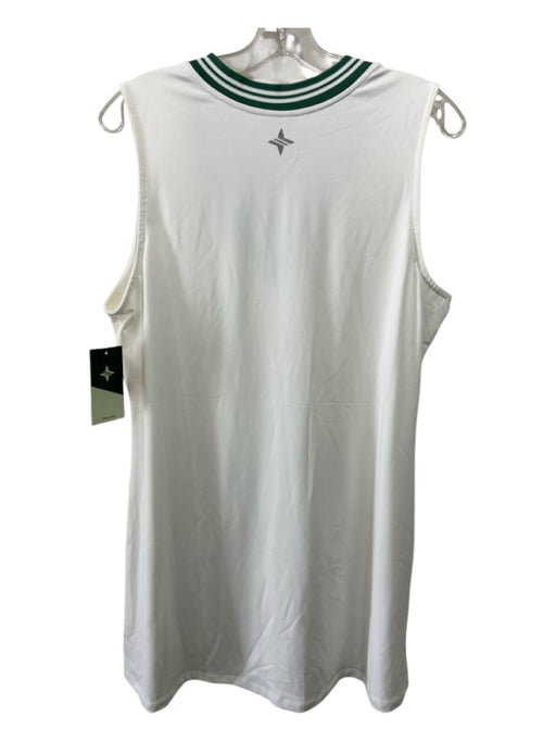 Tuckernuck Size XL Cream & Green Polyester Sleeveless Ribbed V Neck Dress Cream & Green / XL
