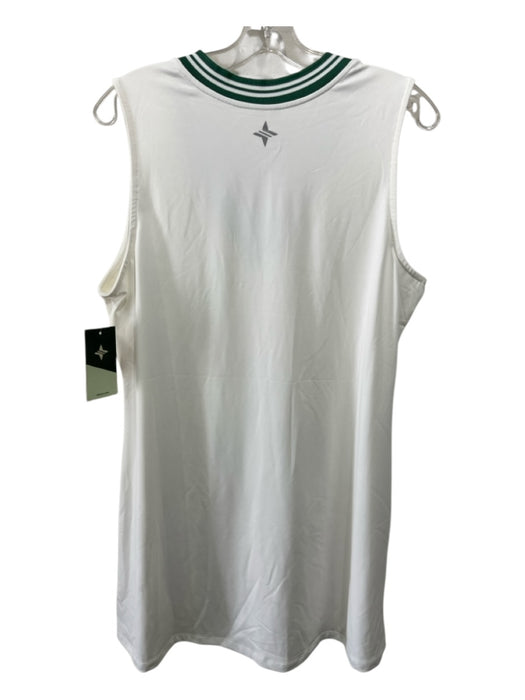 Tuckernuck Size XL Cream & Green Polyester Sleeveless Ribbed V Neck Dress Cream & Green / XL