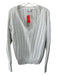 White + Warren Size L White Cotton Cable Knit V Neck Ribbed Accents Sweater White / L
