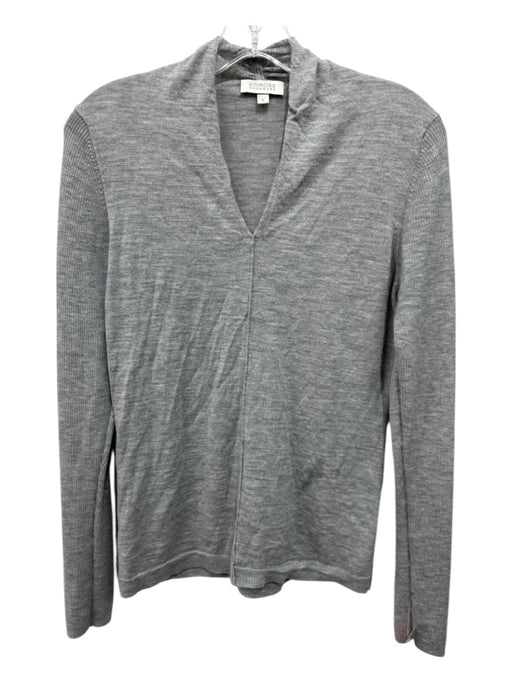 Kinross Size L Gray Cashmere Heathered V Neck Long Sleeve Ribbed Sleeve Sweater Gray / L