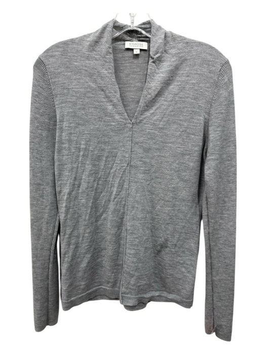 Kinross Size L Gray Cashmere Heathered V Neck Long Sleeve Ribbed Sleeve Sweater Gray / L