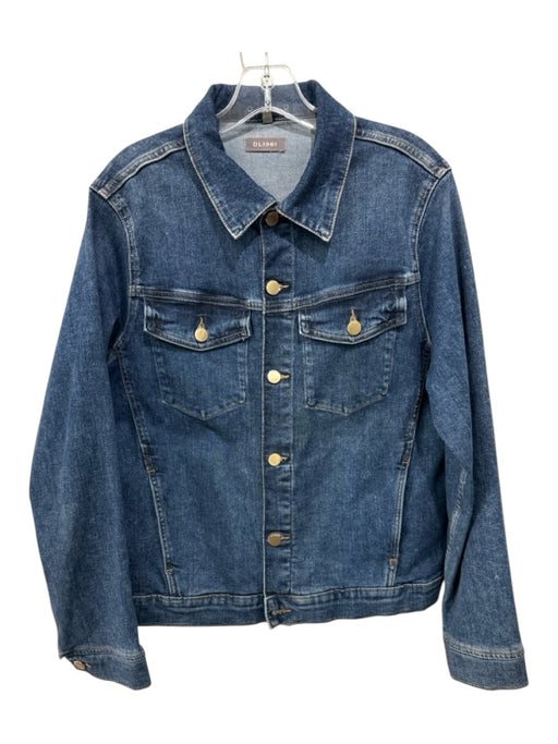 DL 1961 Size Large Med Wash Cotton Denim Gold Buttons Button Up Pockets Jacket Med Wash / Large