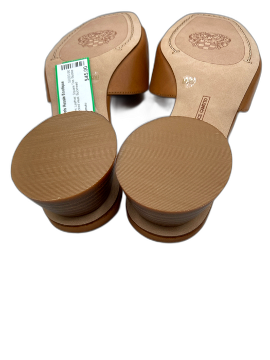 Vince Camuto Shoe Size 8.5 Brown Leather Square Toe Buckle Detail Sandals Brown / 8.5