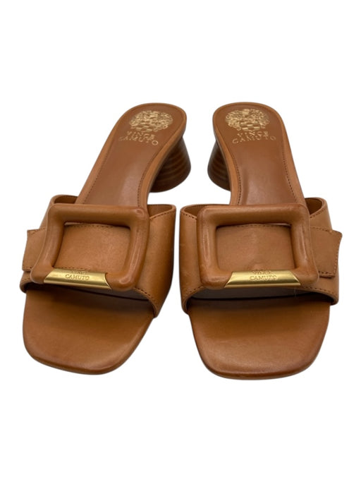 Vince Camuto Shoe Size 8.5 Brown Leather Square Toe Buckle Detail Sandals Brown / 8.5