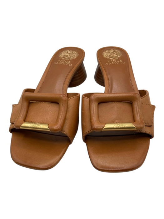 Vince Camuto Shoe Size 8.5 Brown Leather Square Toe Buckle Detail Sandals Brown / 8.5