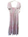 Loveshackfancy Size 8 Pink Cotton flocked dot Lace Trim Cap Sleeve Maxi Dress Pink / 8