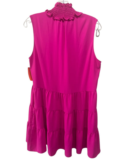 Amanda Uprichard Size L Hot pink Polyester Smocked Detail High Neck Dress Hot pink / L