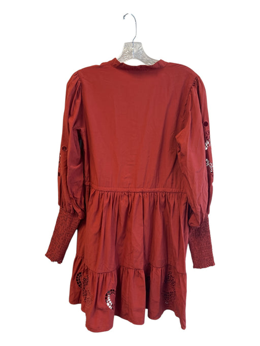 The Shirt Rochelle Behrens Size Medium Rust Rayon Blend Long Sleeve Dress Rust / Medium