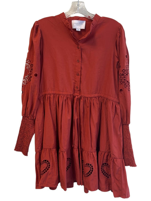 The Shirt Rochelle Behrens Size Medium Rust Rayon Blend Long Sleeve Dress Rust / Medium