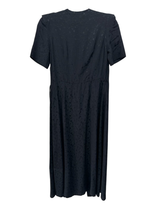 Sleeper Size XS Black Viscose Blend Floral Wrap Midi Dress Black / XS