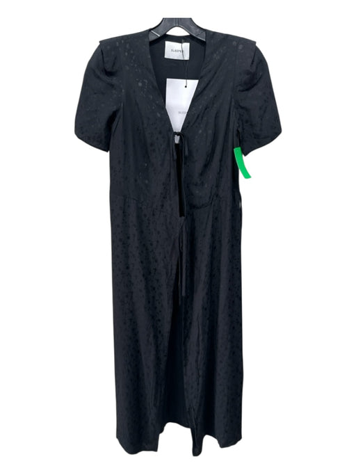 Sleeper Size XS Black Viscose Blend Floral Wrap Midi Dress Black / XS