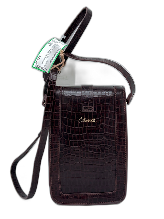 Cleobella Burgundy Leather Croc Embossed Crossbody Flap Bag Burgundy / XS