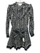Cleobella Size S Black & White Cotton Printed Long Sleeve Tie Waist Dress Black & White / S