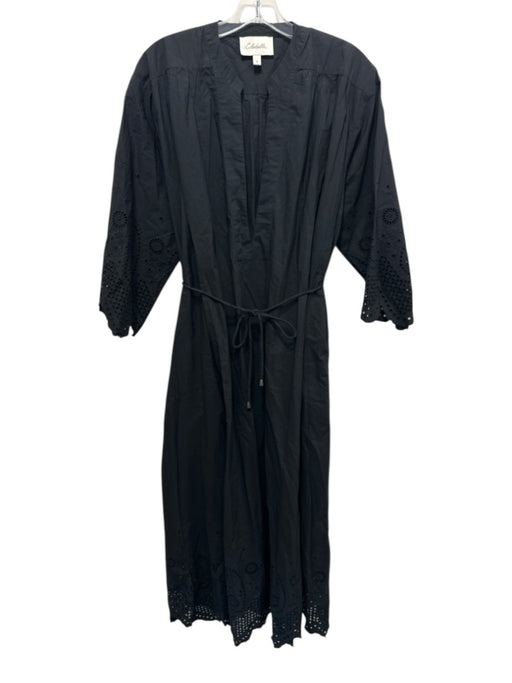 blue dress for baby girl Cleobella Size S Black Cotton Eyelets V Neck Tie Waist 3/4 Sleeve Dress —  Labels Resale Boutique