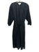 Cleobella Size S Black Cotton Eyelets V Neck Tie Waist 3/4 Sleeve Dress Black / S