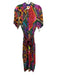 Farm Rio Size S Multi Rayon Printed Short Sleeve Tie Waist Button Front Jumpsuit Multi / S
