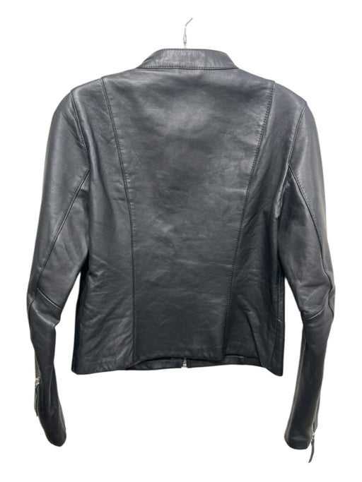 Zara Size Medium Black Sheep Leather Cotton Lining Zipper Long Sleeve Jacket Black / Medium